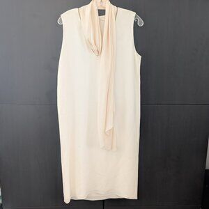The Row Flynn Sleeveless Midi Silk Ivory Dress w Attached Scarf Size XS New